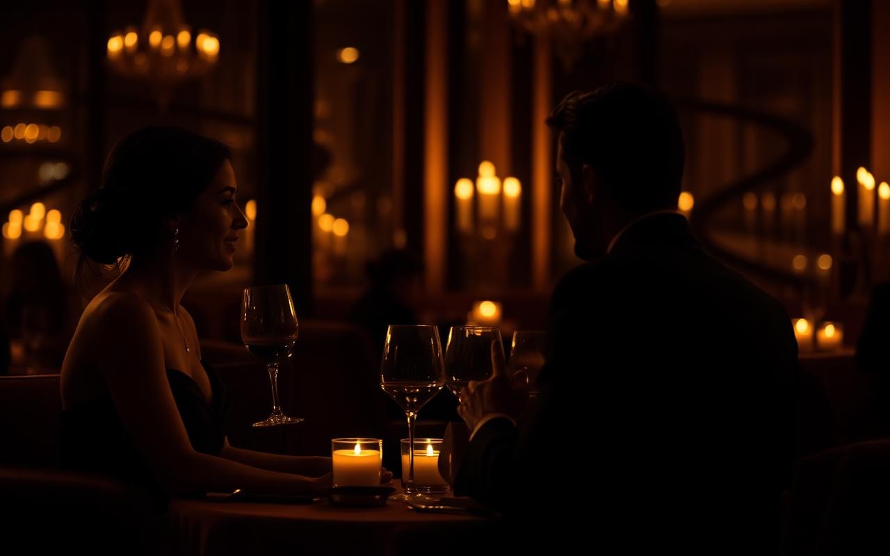 Jantar elegante à luz de velas