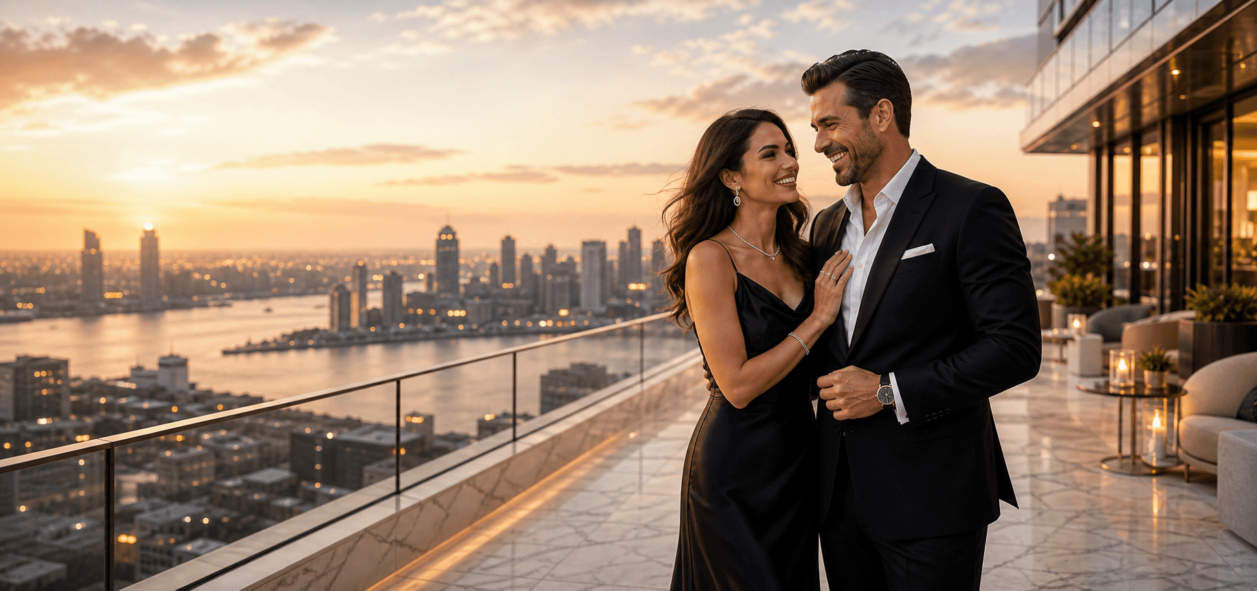 Casal elegante em um encontro sofisticado